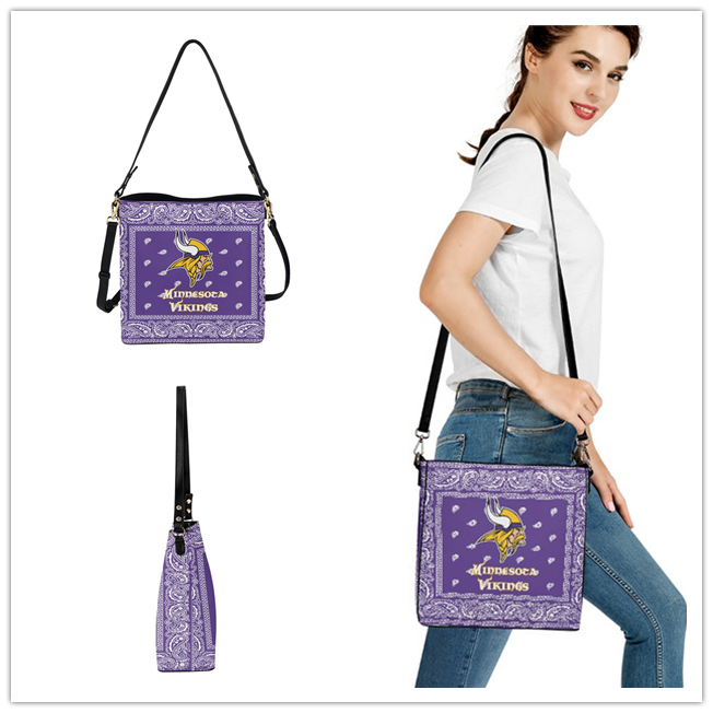 Minnesota Vikings PU Leather Bucket Handbag 001
